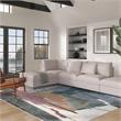 Essentials Abstract Orange Sage Blue Gray Ivory and Mauve Olefin Area Rug