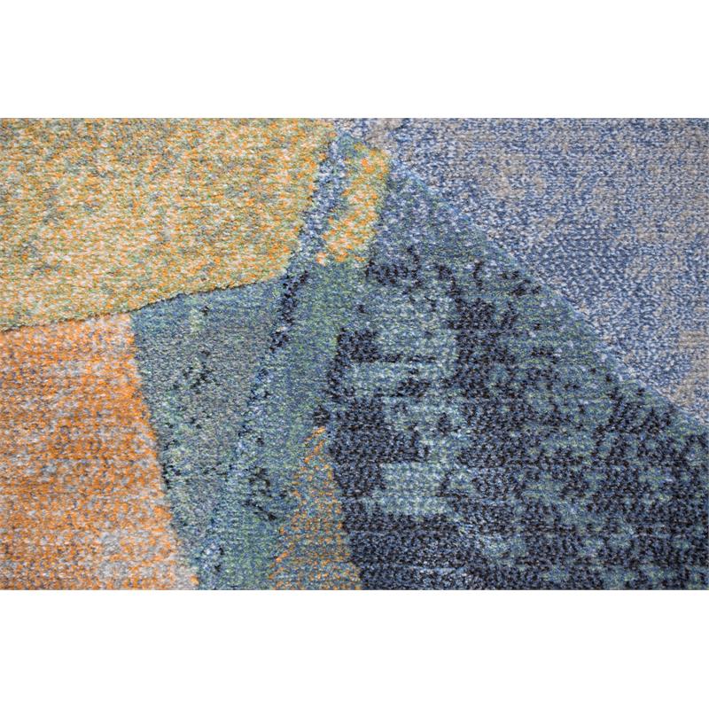 Essentials Abstract Orange Sage Blue Gray Ivory and Mauve Olefin Area Rug