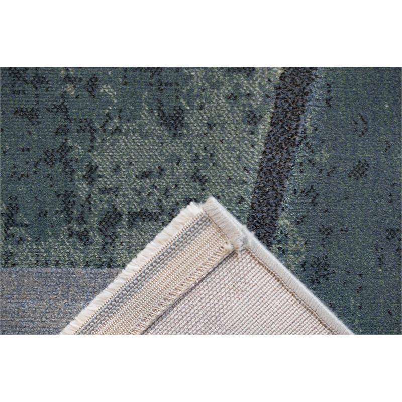 Essentials Abstract Orange Sage Blue Gray Ivory and Mauve Olefin Area Rug