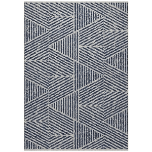 coastal pyramids linen & faded denim indoor/outdoor polypropylene area rug
