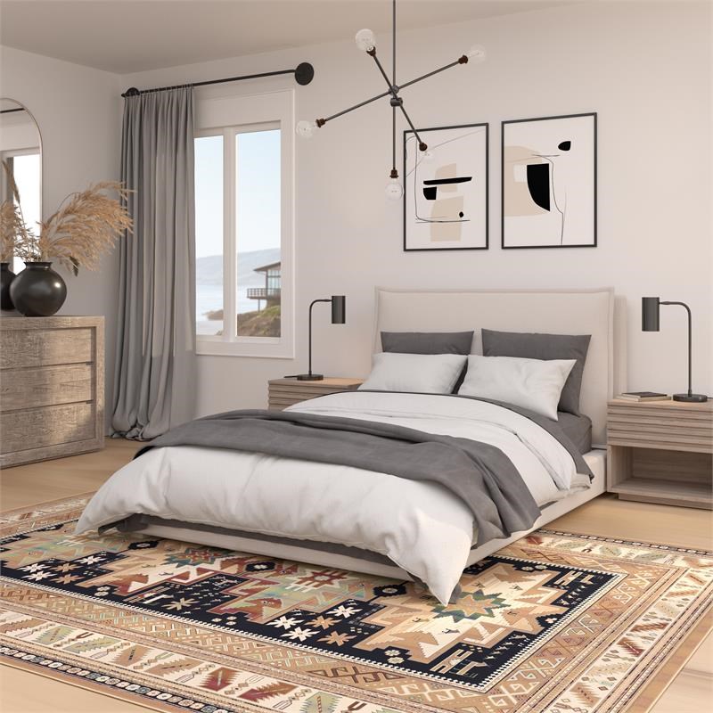 Sonoma Gypsy Rust Black Ivory Aqua Viscose Area Rug