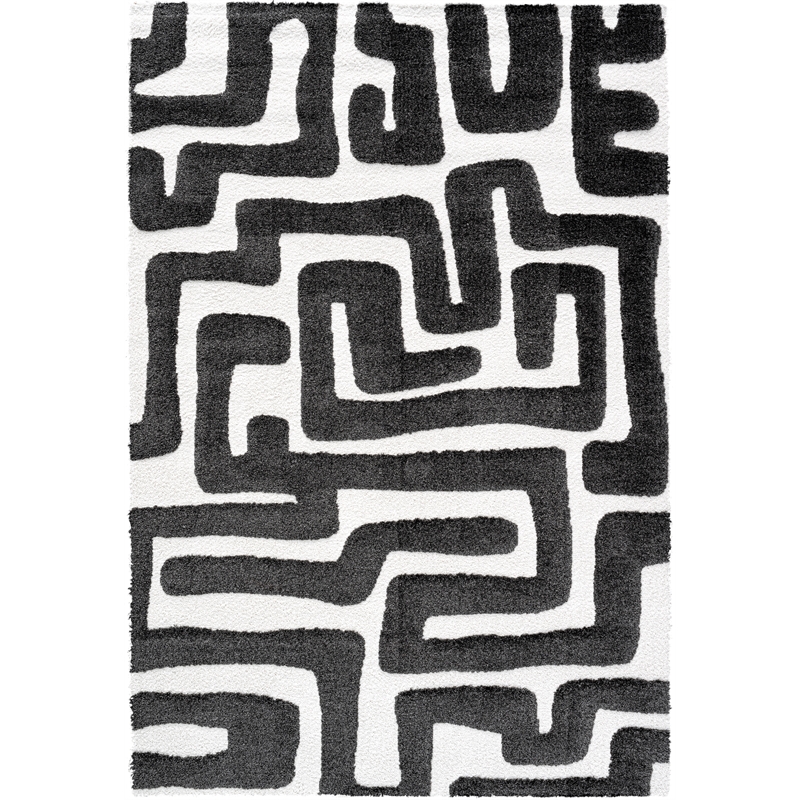Luna Meara Black and Ivory Recycled Polyester Area Rug