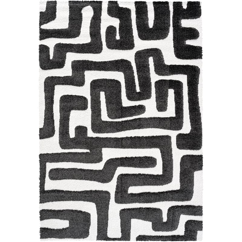 Luna Meara Black and Ivory Recycled Polyester Area Rug
