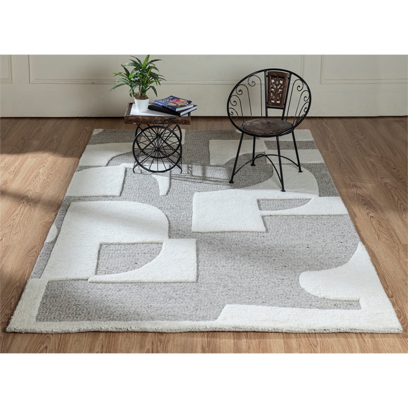 Ella Millie Ivory and Natural Hand Tufted Wool Area Rug