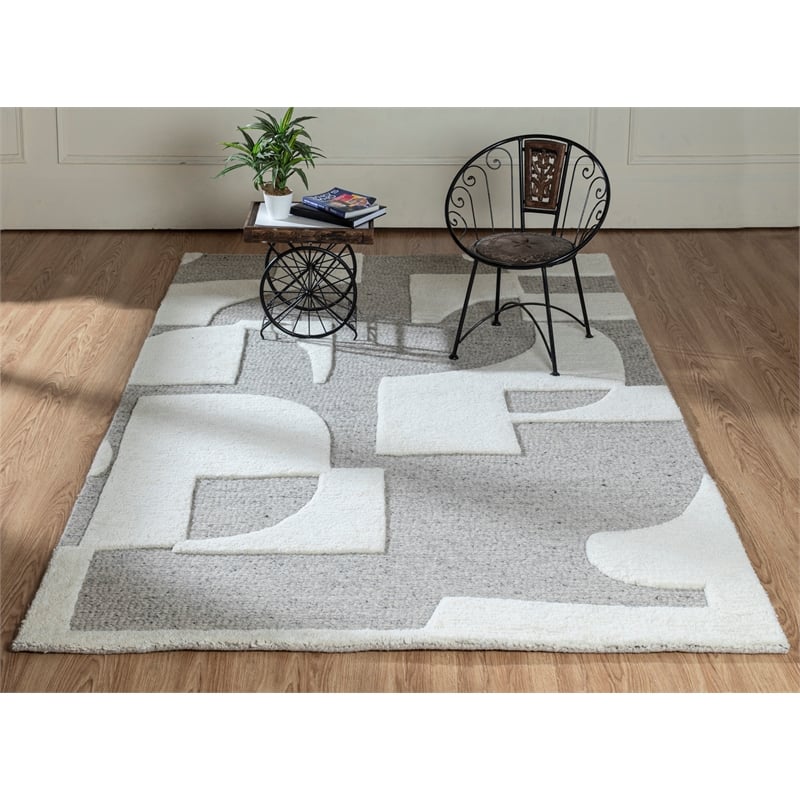 Ella Millie Ivory and Natural Hand Tufted Wool Area Rug