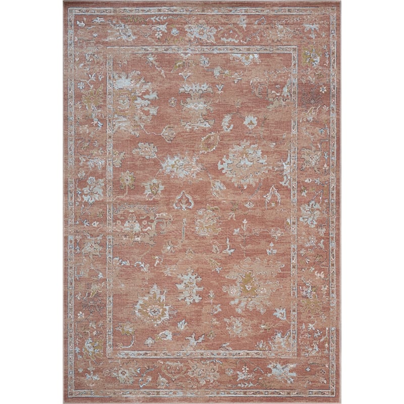 Eno Elmina Rust Beige Ivory and Green Viscose  Area Rug