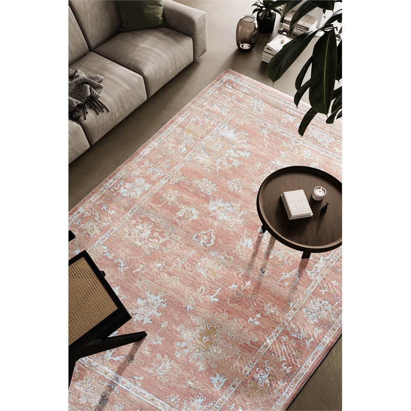 Eno Elmina Rust Beige Ivory and Green Viscose  Area Rug