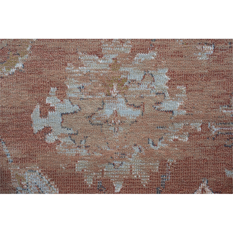 Eno Elmina Rust Beige Ivory and Green Viscose  Area Rug