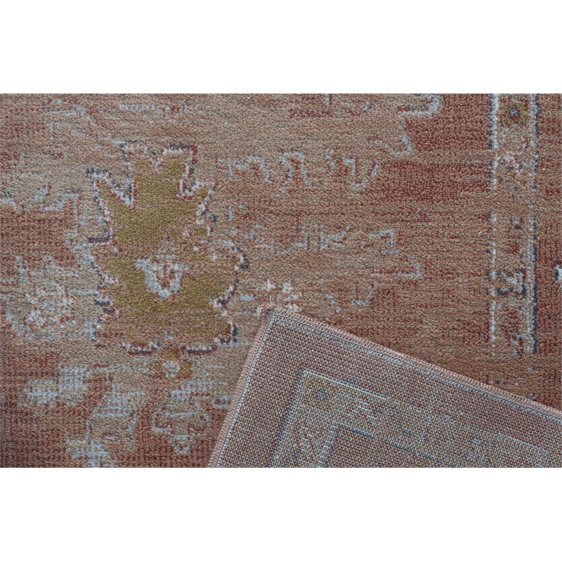 Eno Elmina Rust Beige Ivory and Green Viscose  Area Rug