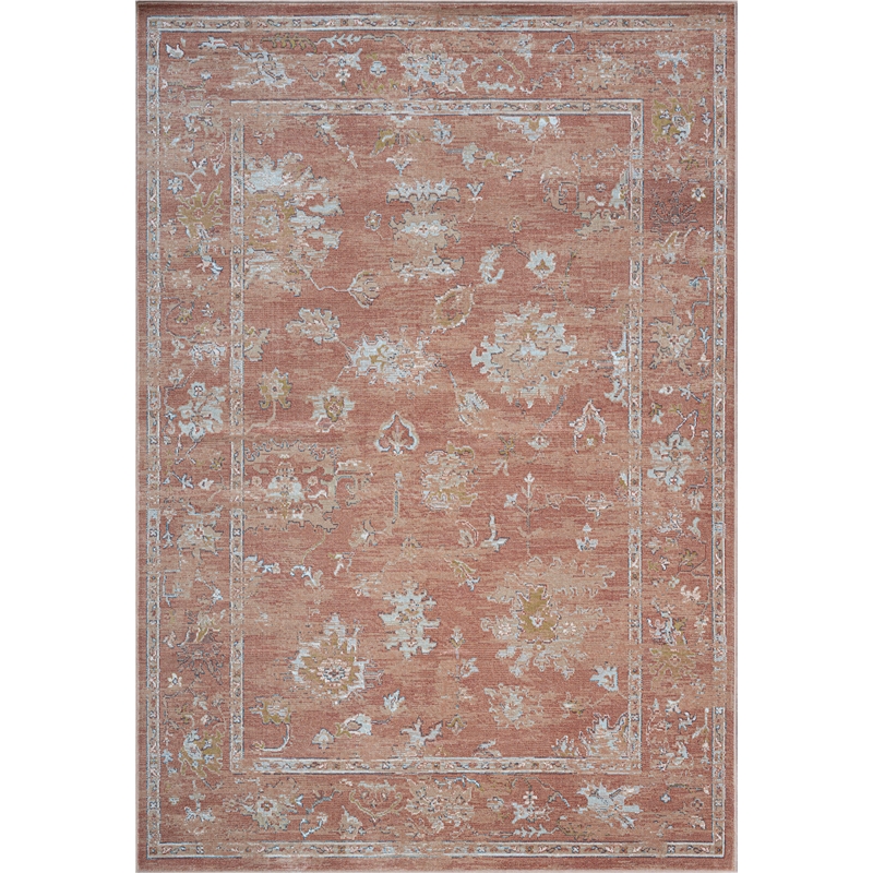 Eno Elmina Rust Beige Ivory and Green Viscose  Area Rug