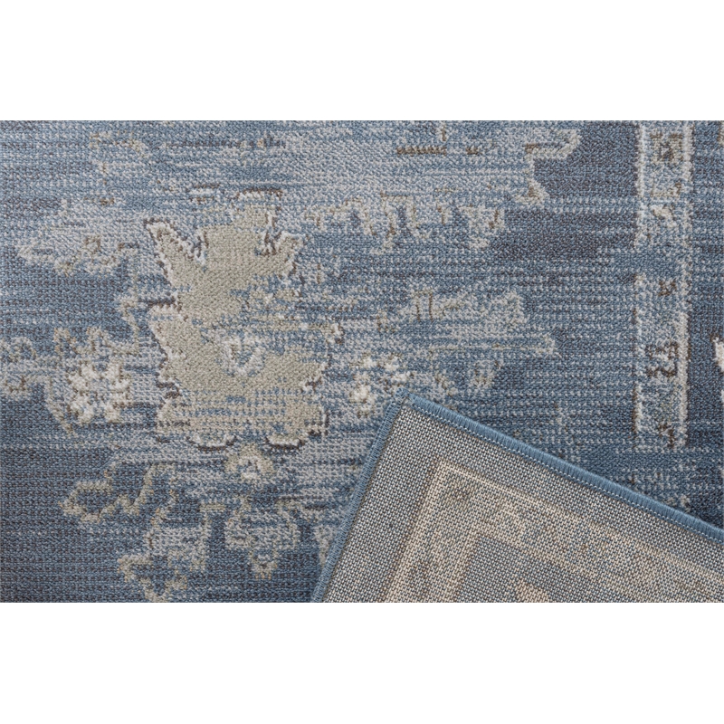 Eno Elmina Blue Ivory and Beige Viscose  Area Rug