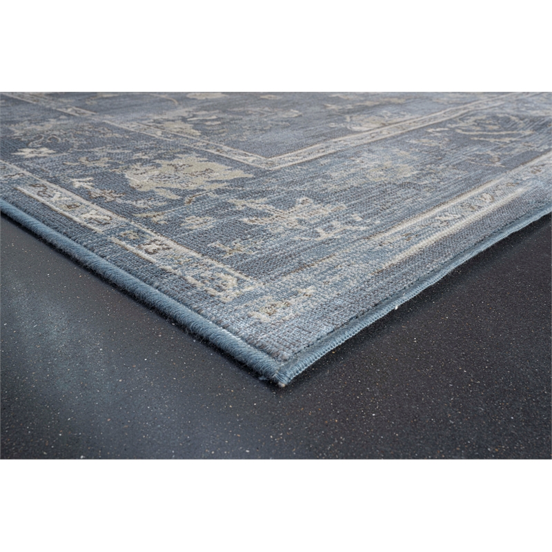 Eno Elmina Blue Ivory and Beige Viscose  Area Rug