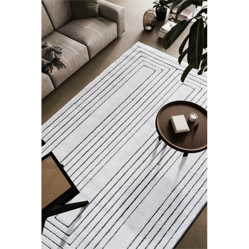 Nube Forli  Ivory and Charcoal Recycled Polyester Area Rug