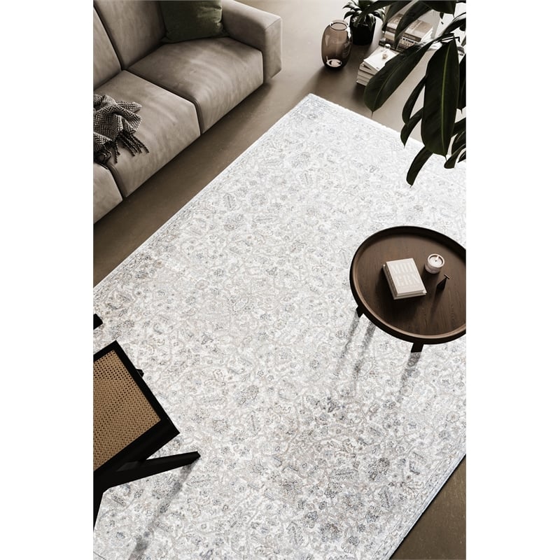 Eno Lyra Ivory Gray and Beige Viscose Area Rug