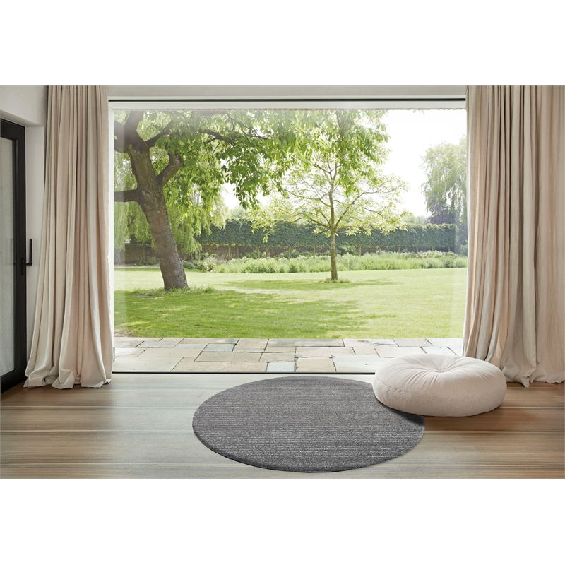 Granada Liora Charcoal Gray Ivory and White Polypropylene Area Rug