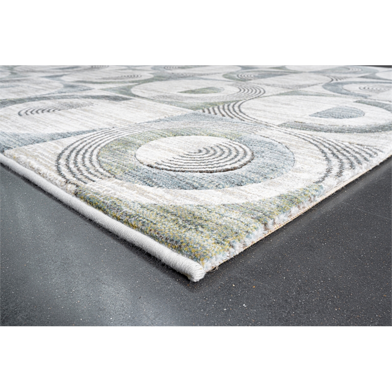 Essentials Archer Green Blue Charcoal Ivory and Gray Polyester Area Rug