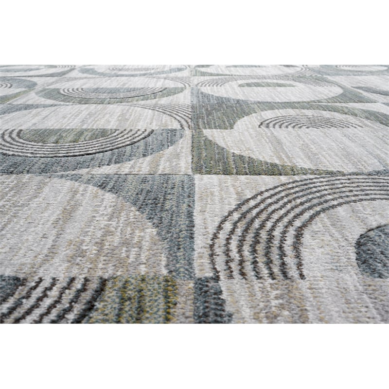 Essentials Archer Green Blue Charcoal Ivory and Gray Polyester Area Rug