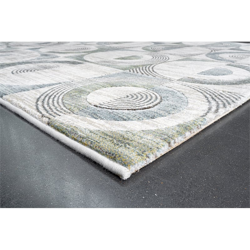 Essentials Archer Green Blue Charcoal Ivory and Gray Polyester Area Rug