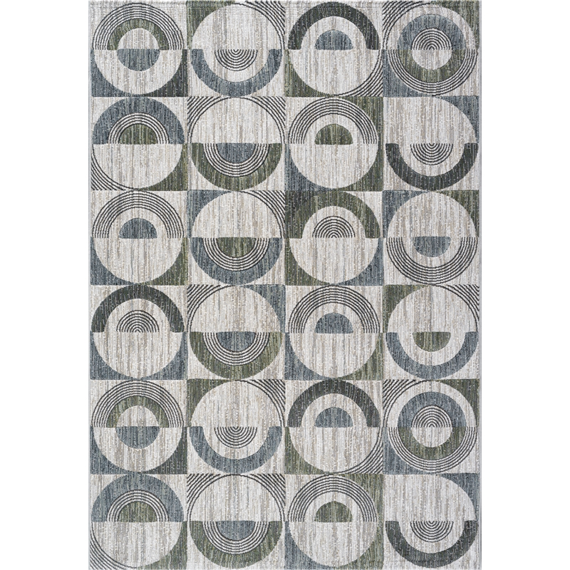 Essentials Archer Green Blue Charcoal Ivory and Gray Polyester Area Rug