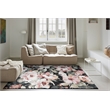 Essentials Eleanor Black Blush Pink Rose Peach and Green Polyester Area Rug