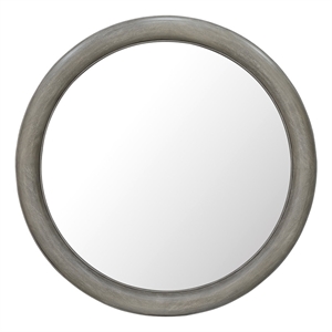 griffith round mirror in gray wood finish by scott living