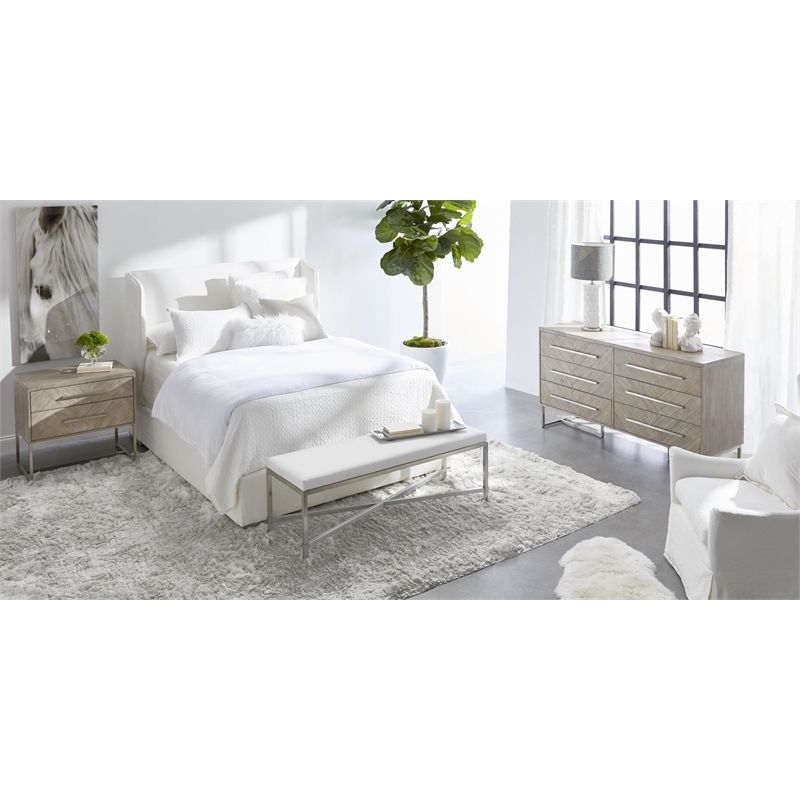 Essentials For Living Traditions Mosaic 2-Drawer Wood Nightstand in Gray