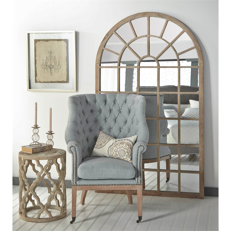 Essentials For Living Bella Antique Clover Wood End Table in Gray