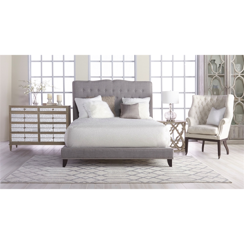 Essentials For Living Bella Antique Clover Wood End Table in Gray