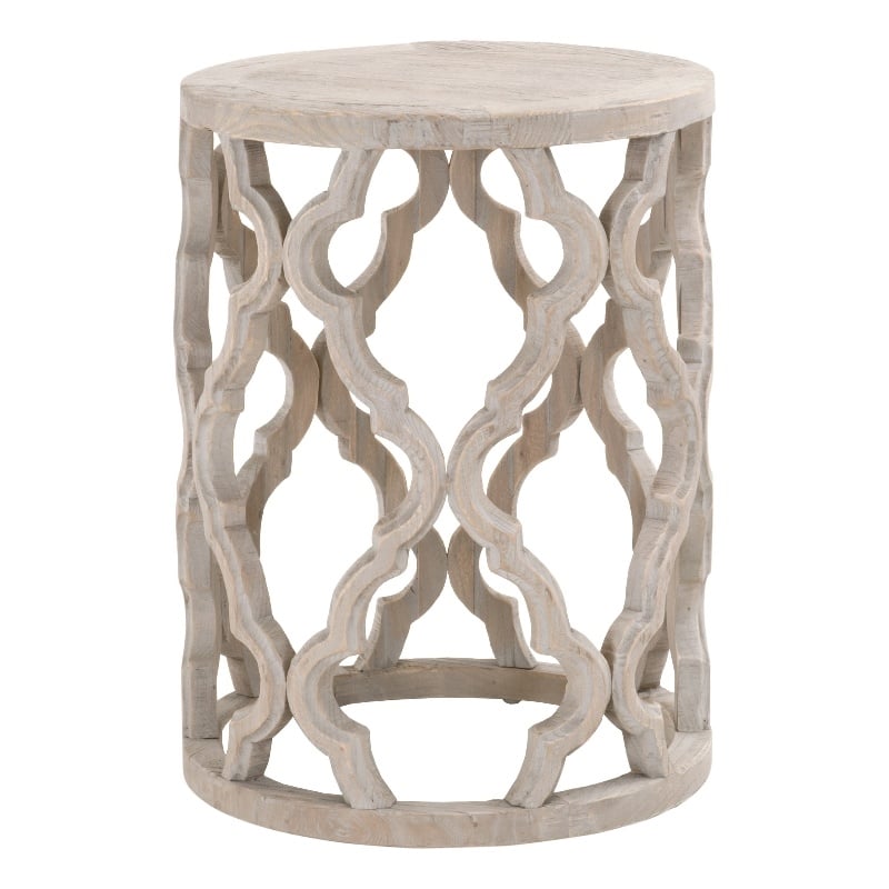 Essentials For Living Bella Antique Clover Wood End Table in Gray