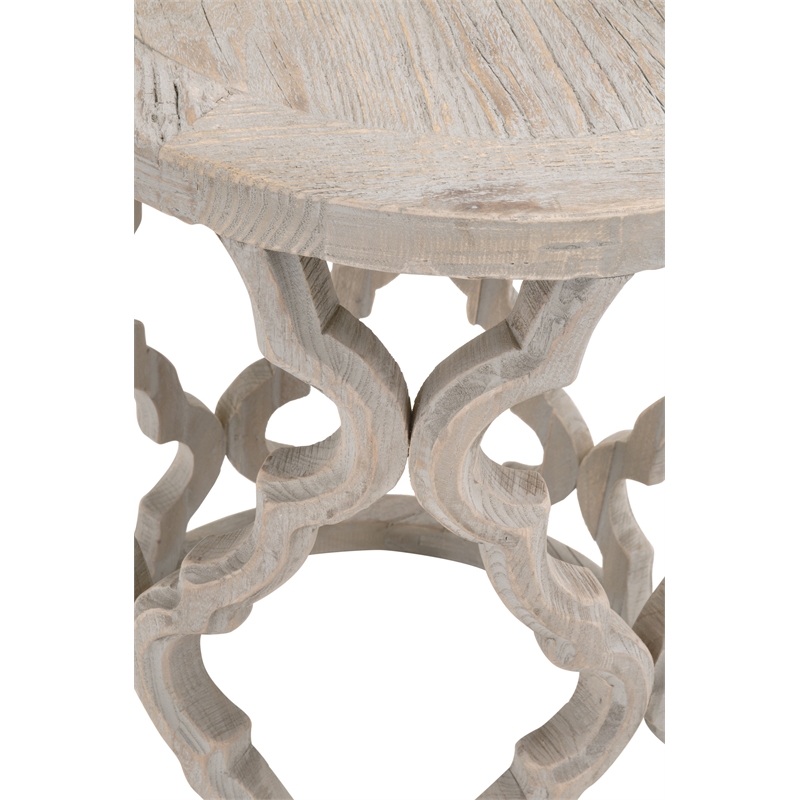 Essentials For Living Bella Antique Clover Wood End Table in Gray