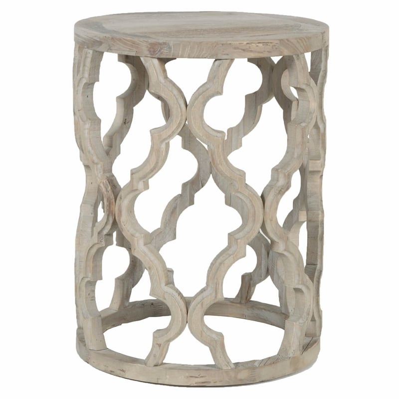Essentials For Living Bella Antique Clover Wood End Table in Gray