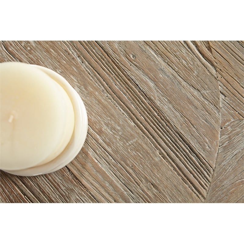 Essentials For Living Bella Antique Clover Wood End Table in Gray