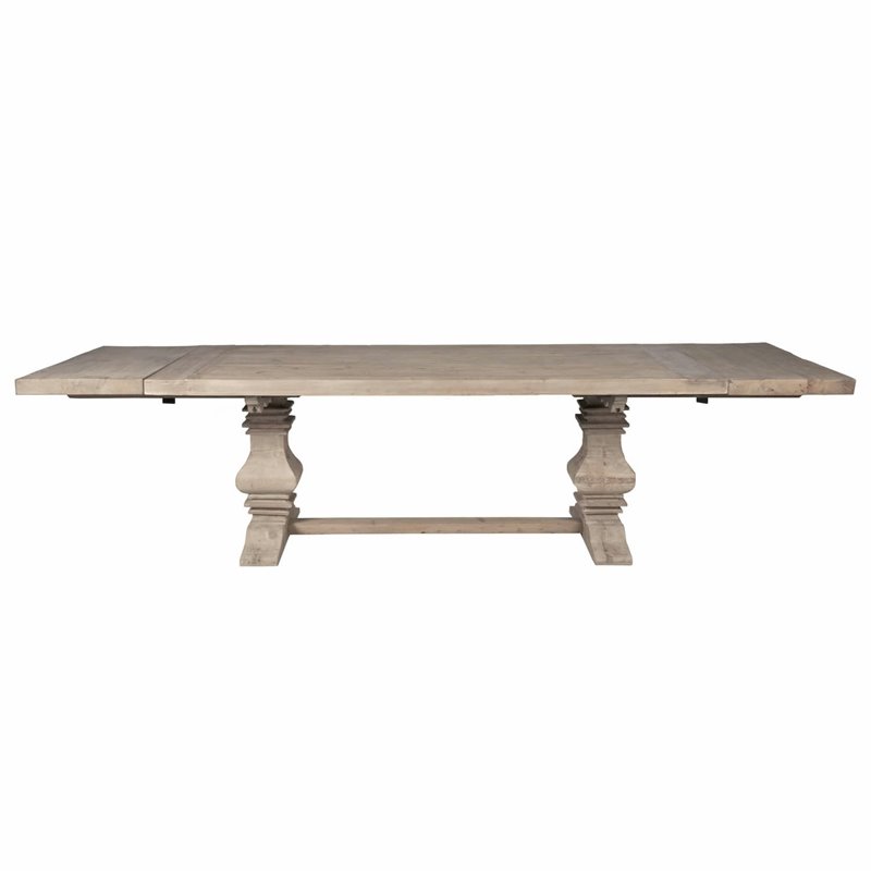 Essentials For Living Bella Antique Monastery Wood Dining Table in Gray