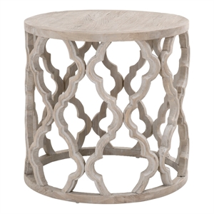 essentials for living bella antique clover wood large end table in gray