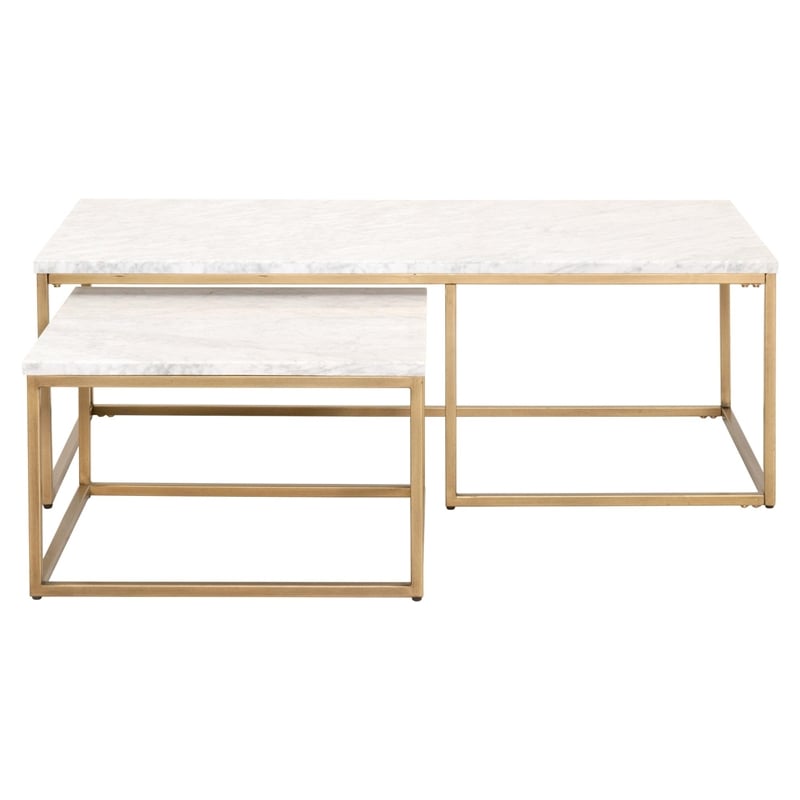 Essentials For Living Traditions Marble Nesting Coffee Table - White/Gold