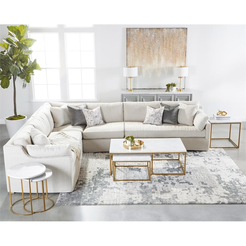 Essentials For Living Traditions Marble Nesting Coffee Table - White/Gold