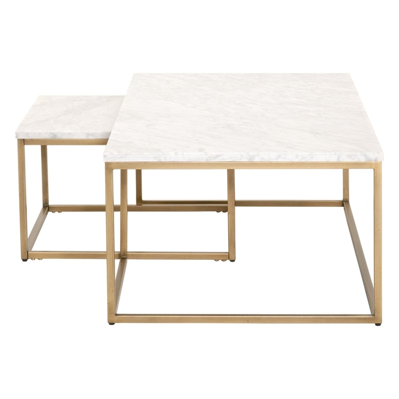 Essentials For Living Traditions Marble Nesting Coffee Table - White/Gold