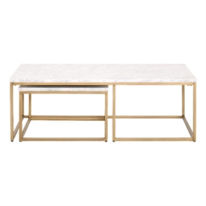 Essentials For Living Traditions Marble Nesting Coffee Table - White/Gold
