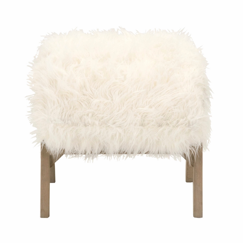 Essentials For Living Bella Antique Tibet Wool Ottoman in White/Gray