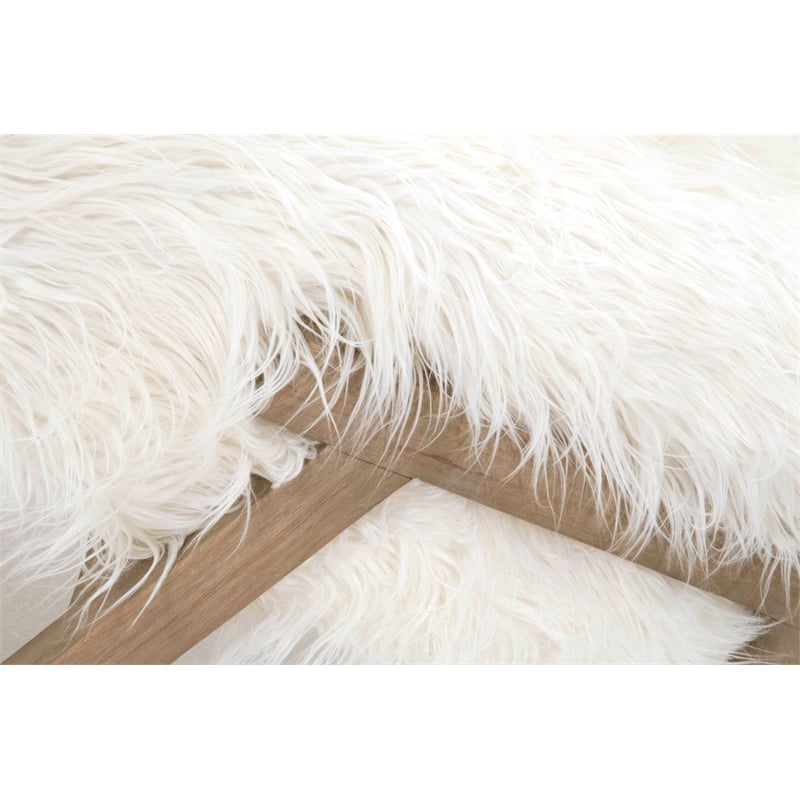 Essentials For Living Bella Antique Tibet Wool Ottoman in White/Gray