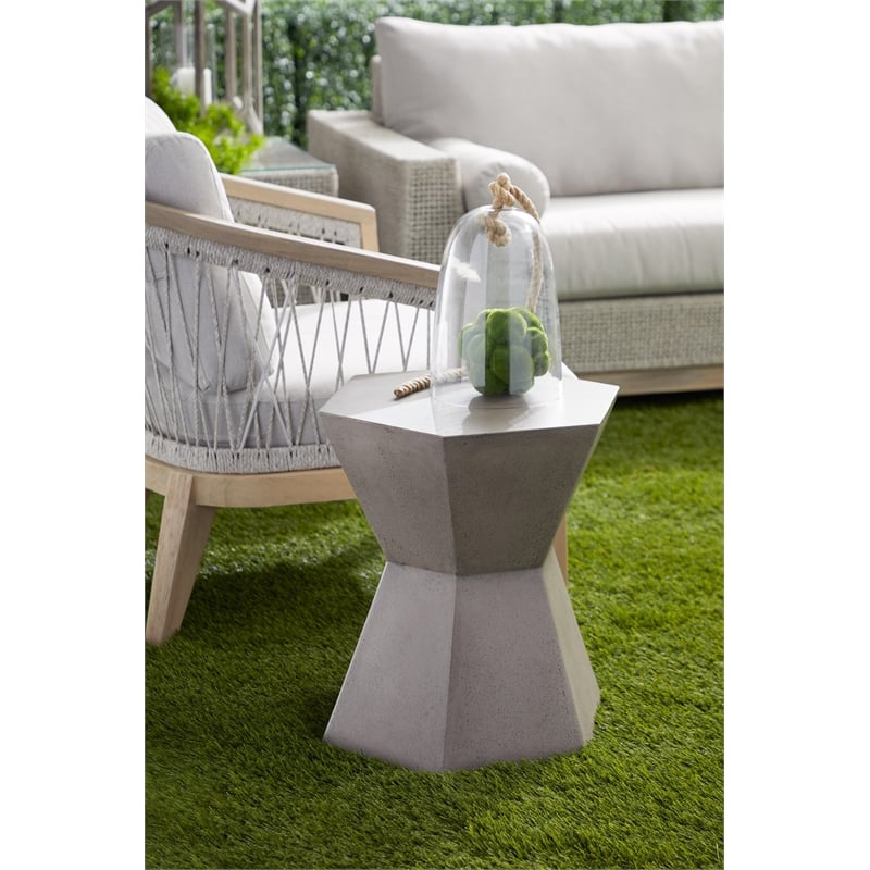 Essentials For Living District Bento Stone Accent Table in Slate Gray