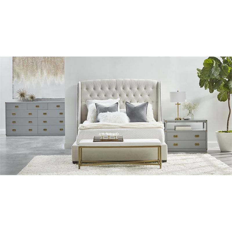 Essentials For Living Traditions Bradley 2-Drawer Wood Nightstand in Gray