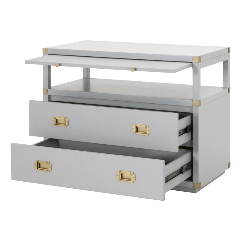 Essentials For Living Traditions Bradley 2-Drawer Wood Nightstand in Gray