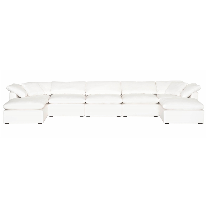 Essentials For Living Stitch & Hand Sky Fabric Modular Ottoman in White