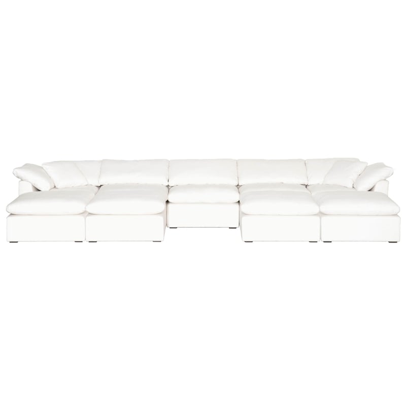 Essentials For Living Stitch & Hand Sky Fabric Modular Ottoman in White