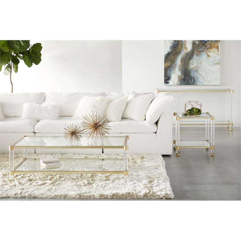 Essentials For Living Stitch & Hand Sky Fabric Armless Chair in White
