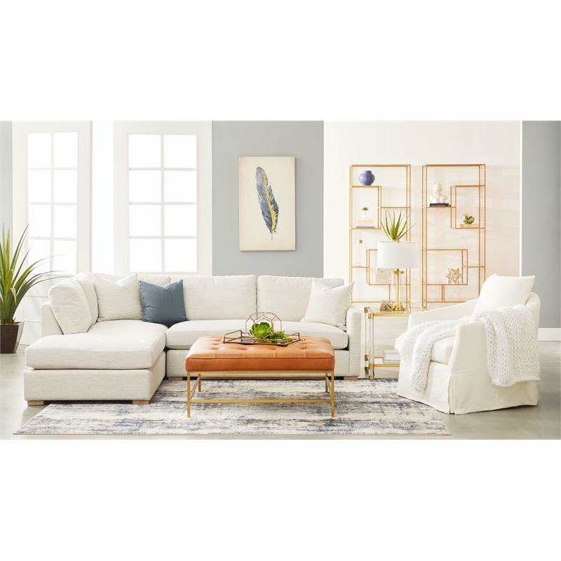 Essentials For Living Stitch & Hand Faye Fabric Club Chair in Cream