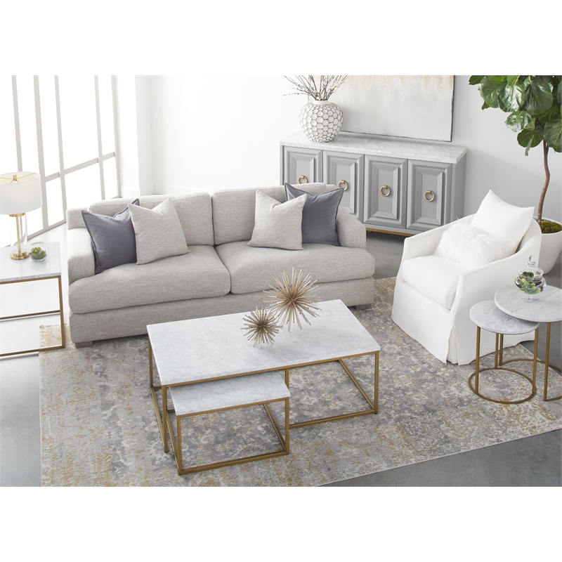 Essentials For Living Stitch & Hand Faye Fabric Club Chair in Cream
