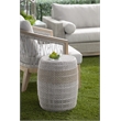 Essentials For Living Woven Loom Fabric Accent Table in Taupe Gray
