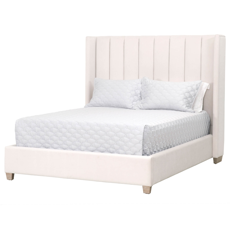 Essentials For Living Stitch & Hand Chandler Velvet Cal King Bed in Cream